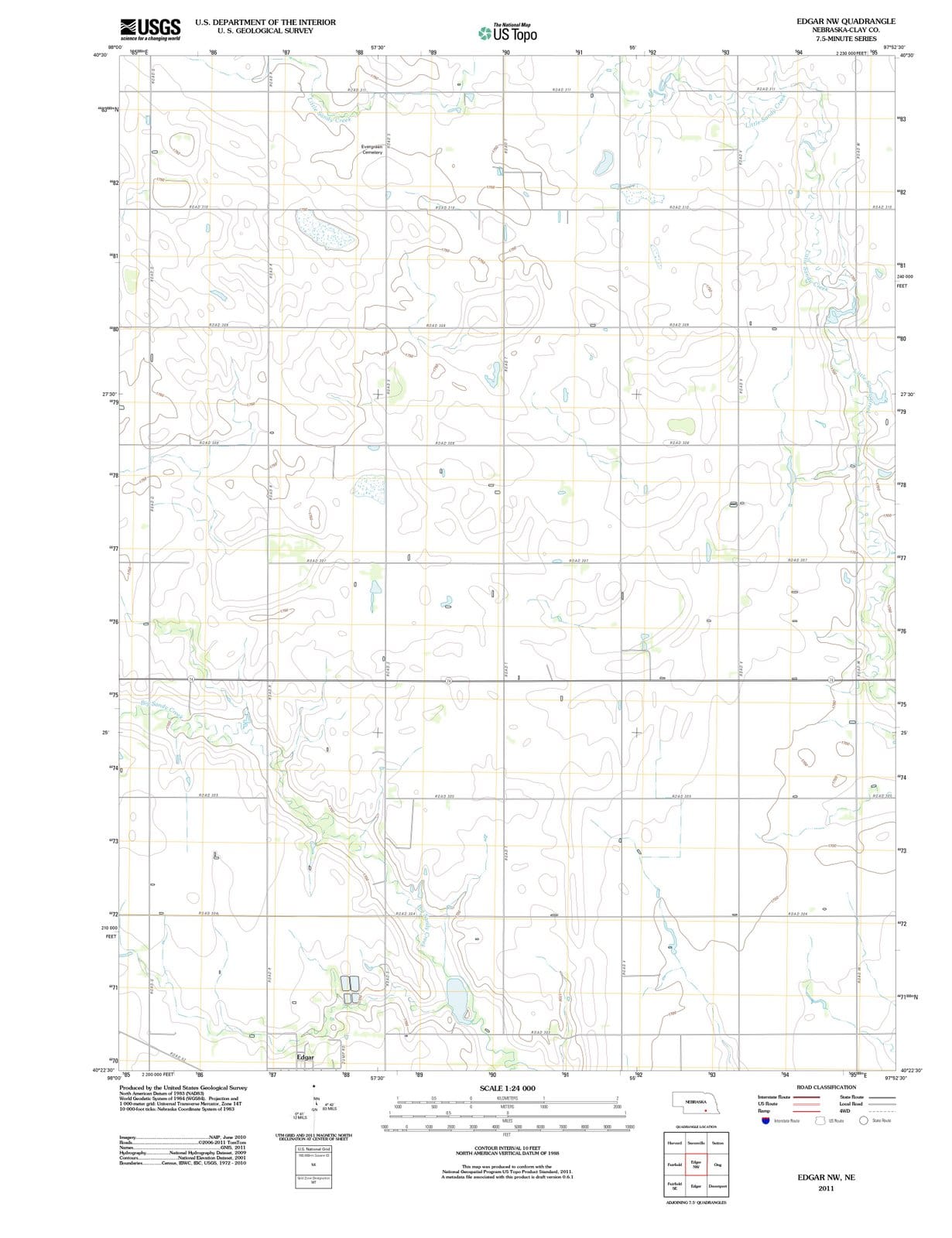 2011 Edgar, NE - Nebraska - USGS Topographic Map v2