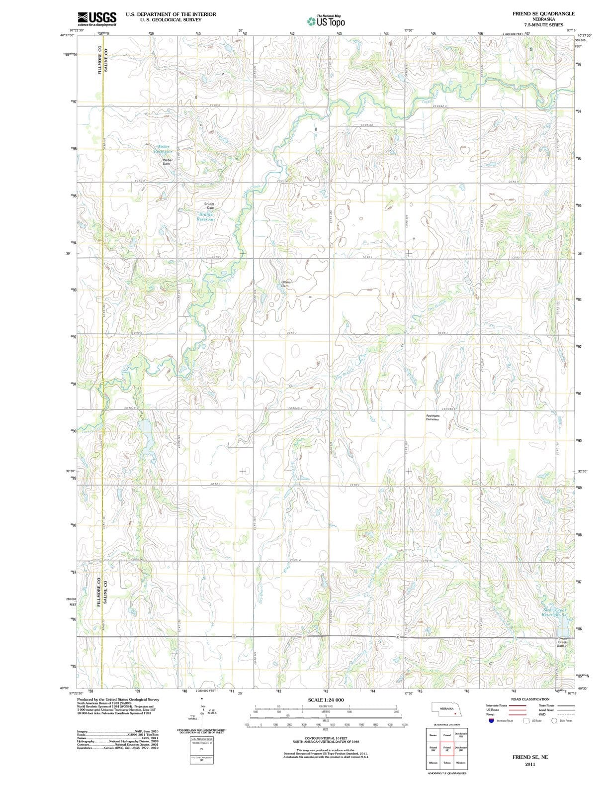 2011 Friend, NE - Nebraska - USGS Topographic Map