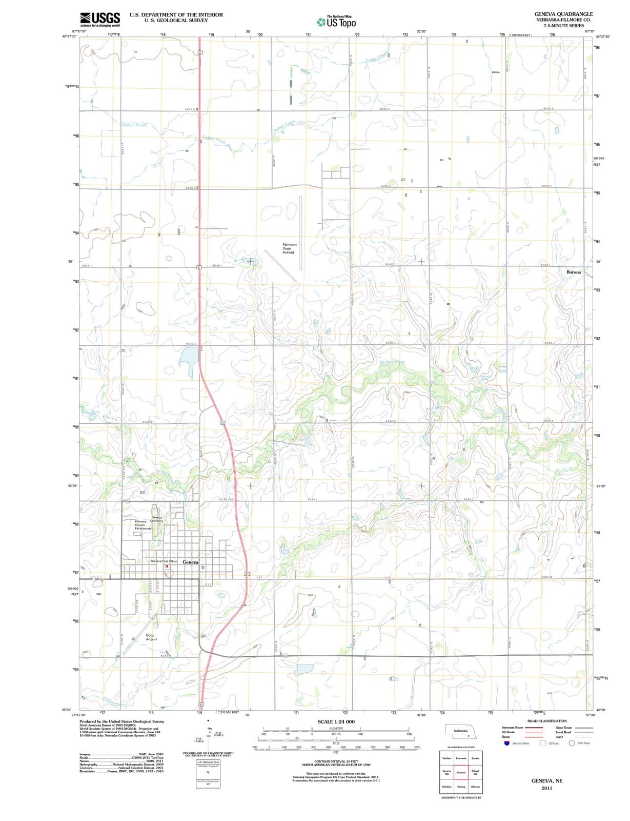 2011 Geneva, NE - Nebraska - USGS Topographic Map