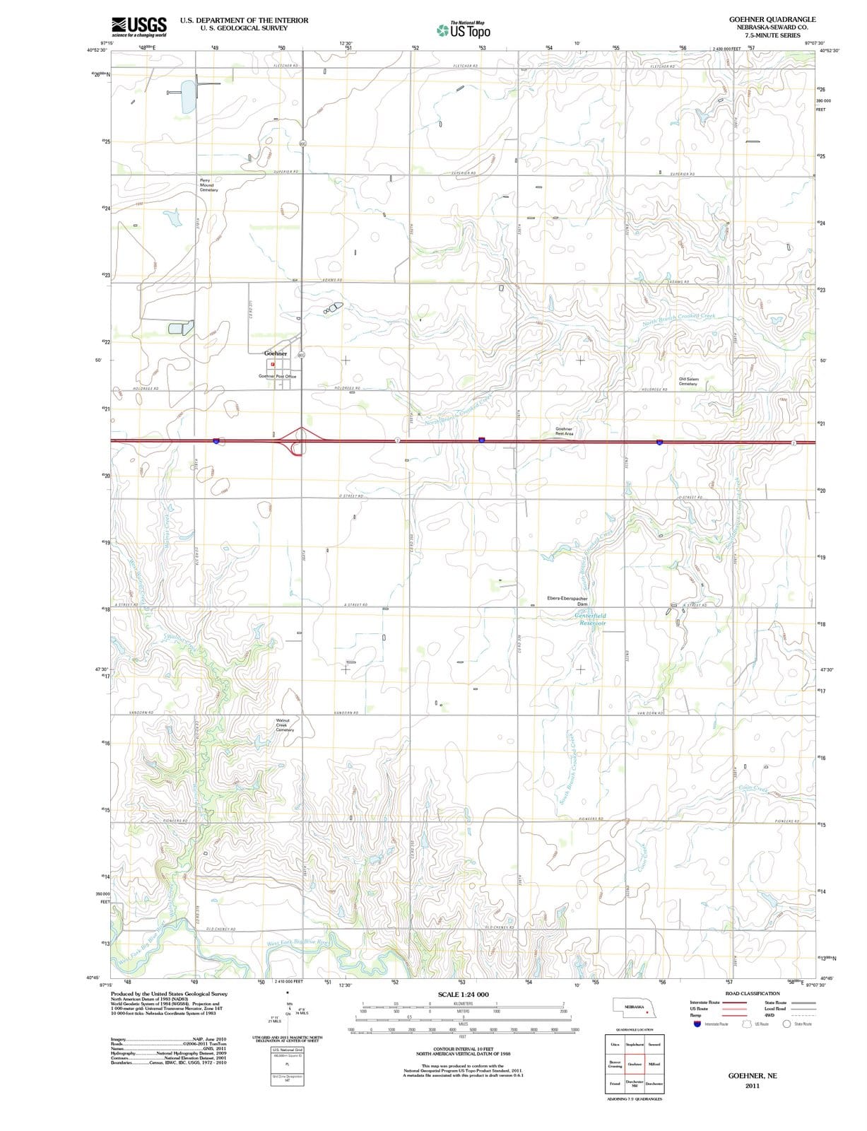 2011 Goehner, NE - Nebraska - USGS Topographic Map