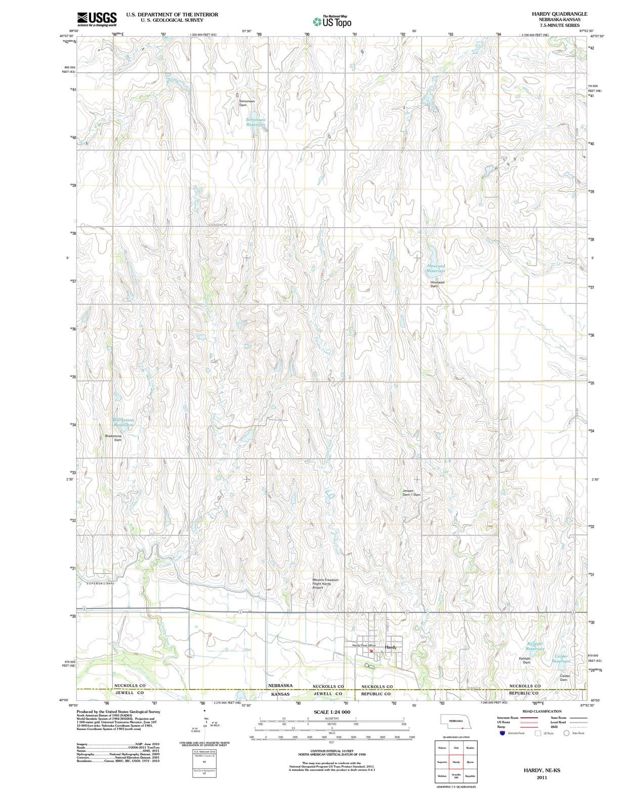 2011 Hardy, NE - Nebraska - USGS Topographic Map