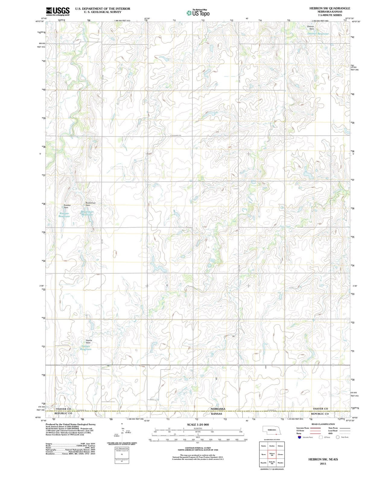 2011 Hebron, NE - Nebraska - USGS Topographic Map v2