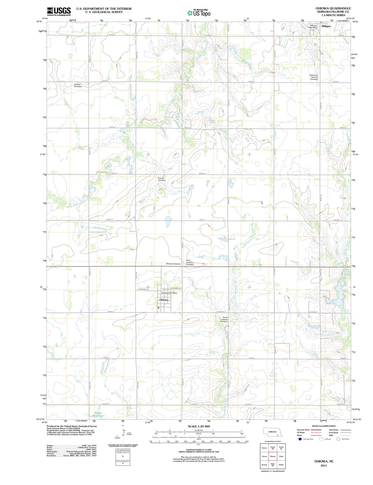 2011 Ohiowa, NE - Nebraska - USGS Topographic Map