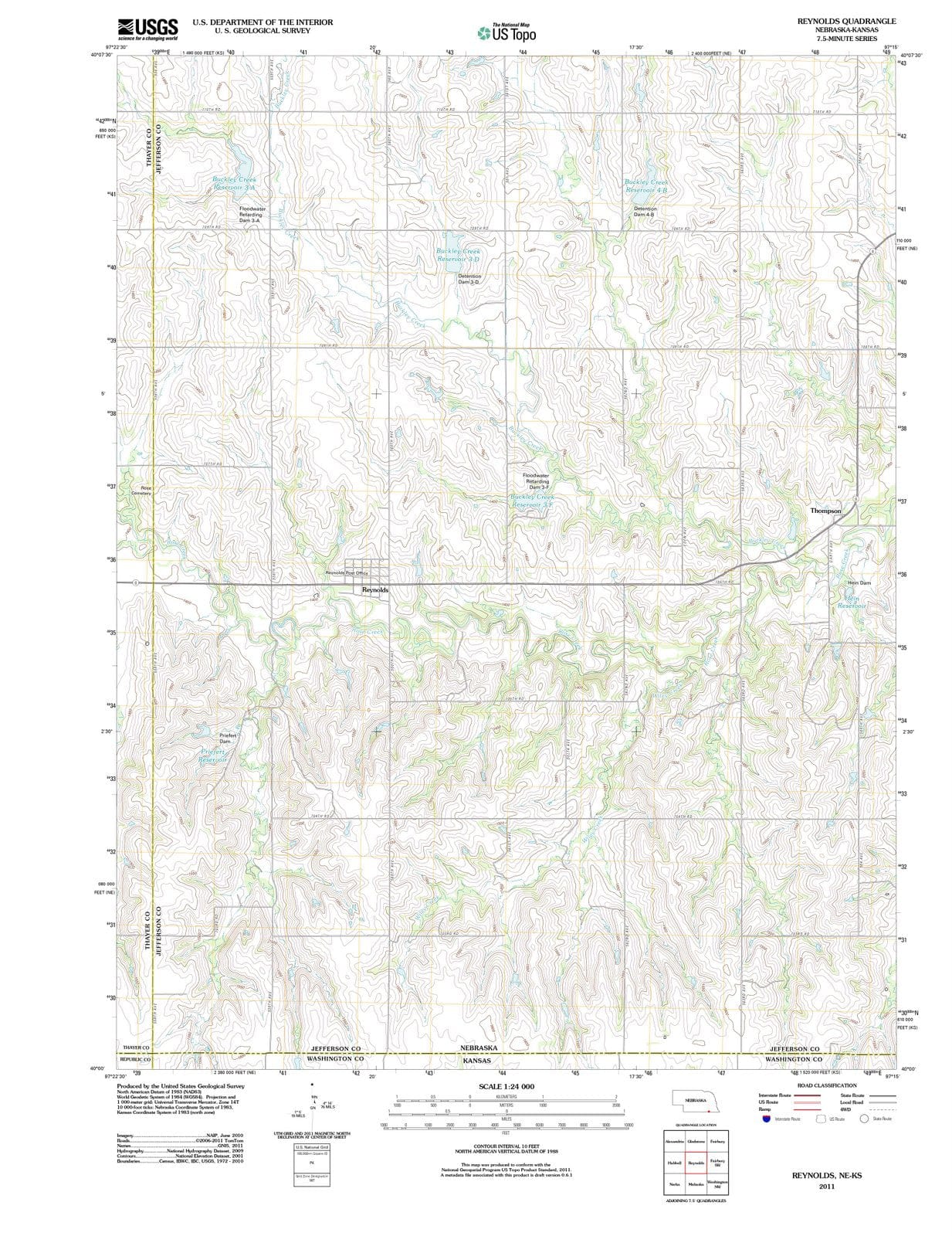 2011 Reynolds, NE - Nebraska - USGS Topographic Map