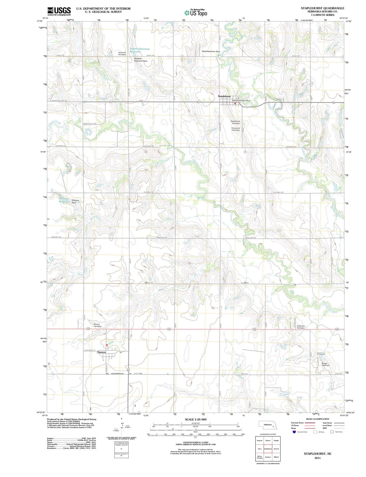 2011 Staplehurst, NE - Nebraska - USGS Topographic Map