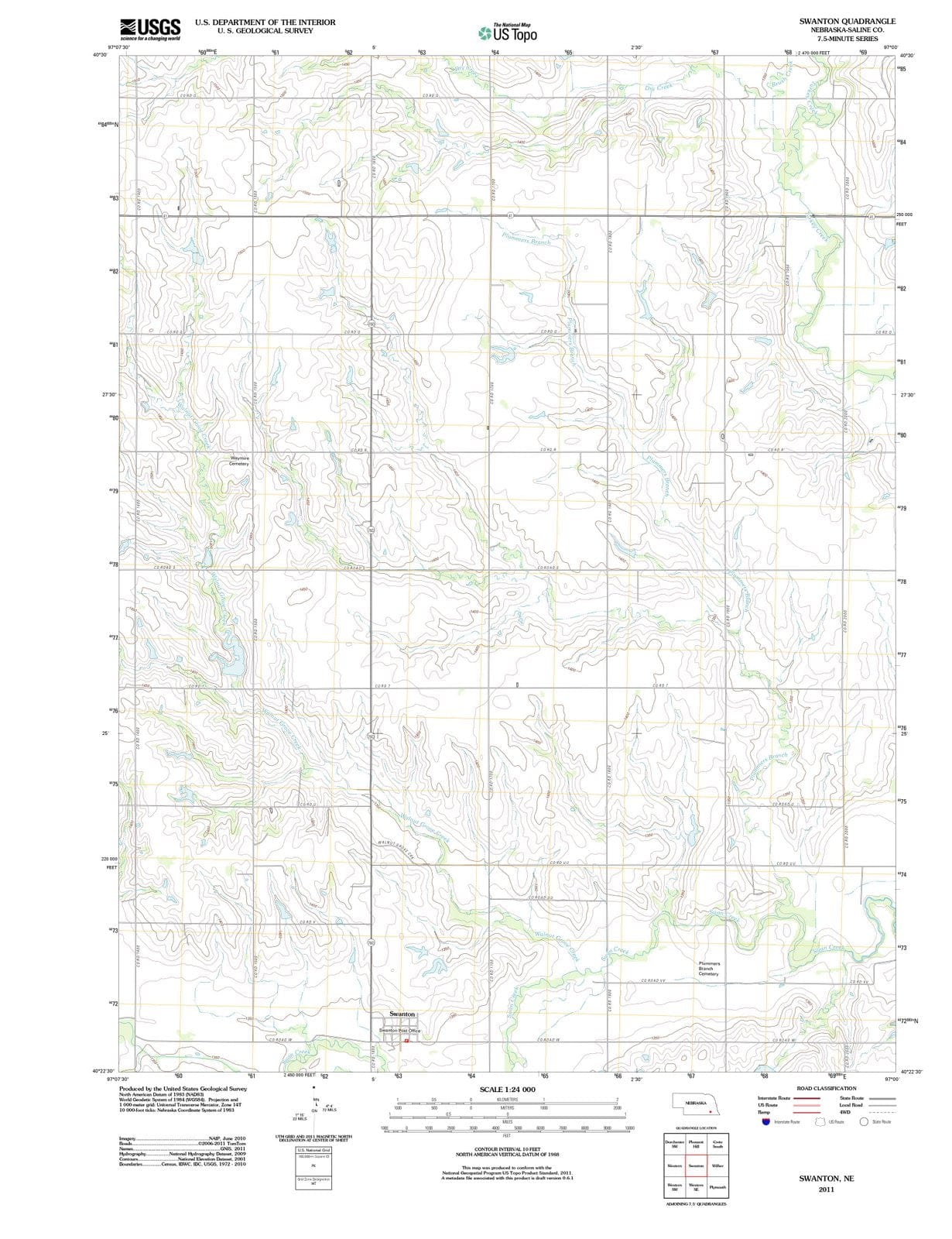 2011 Swanton, NE - Nebraska - USGS Topographic Map