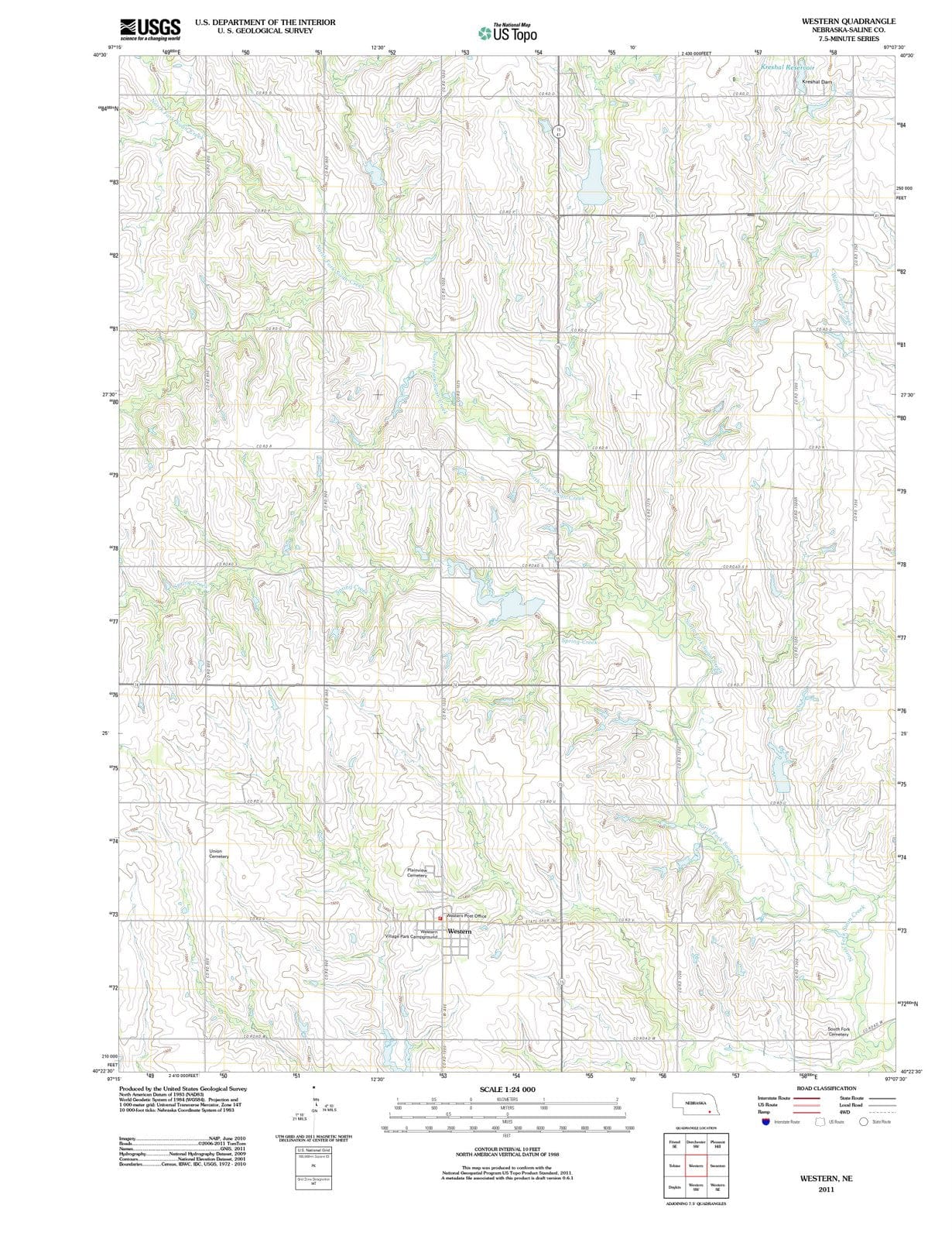 2011 Western, NE - Nebraska - USGS Topographic Map