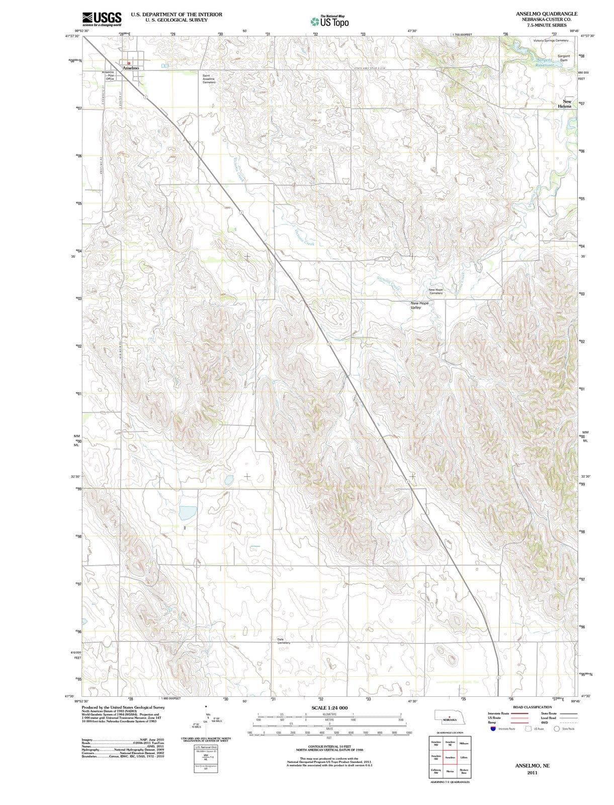 2011 Anselmo, NE - Nebraska - USGS Topographic Map
