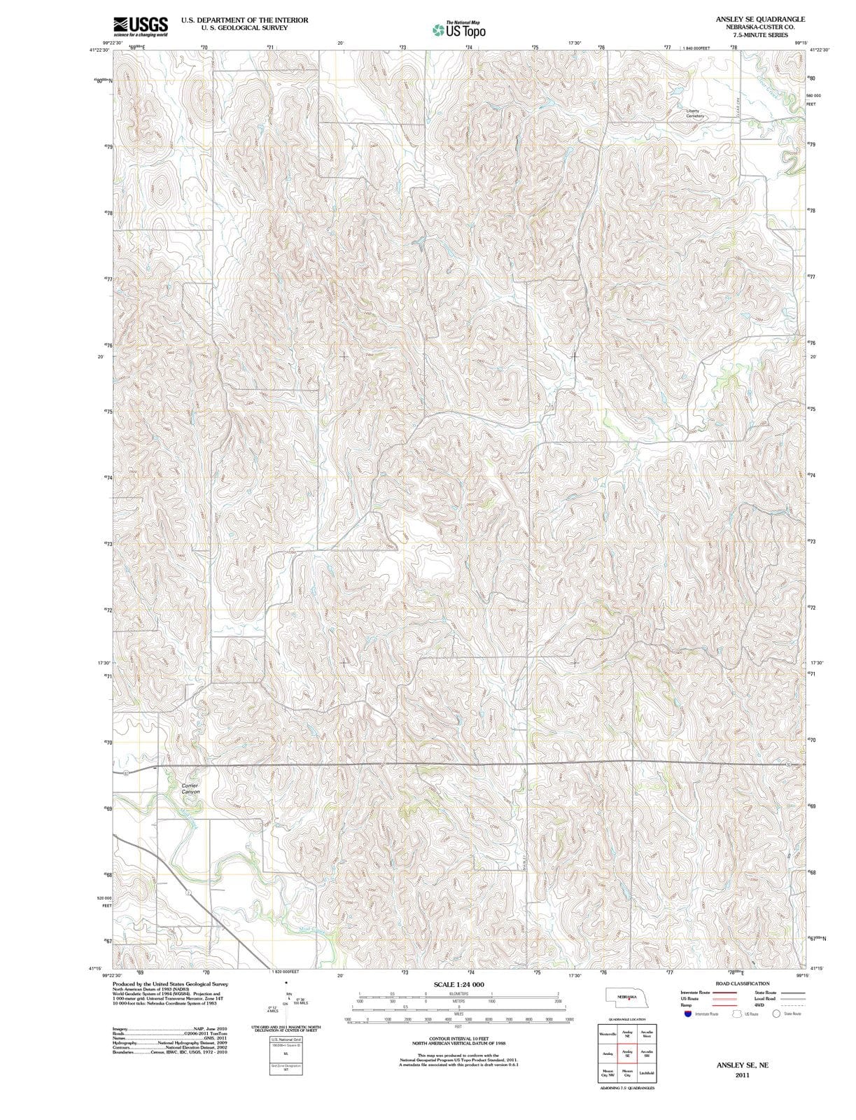 2011 Ansley, NE - Nebraska - USGS Topographic Map v2