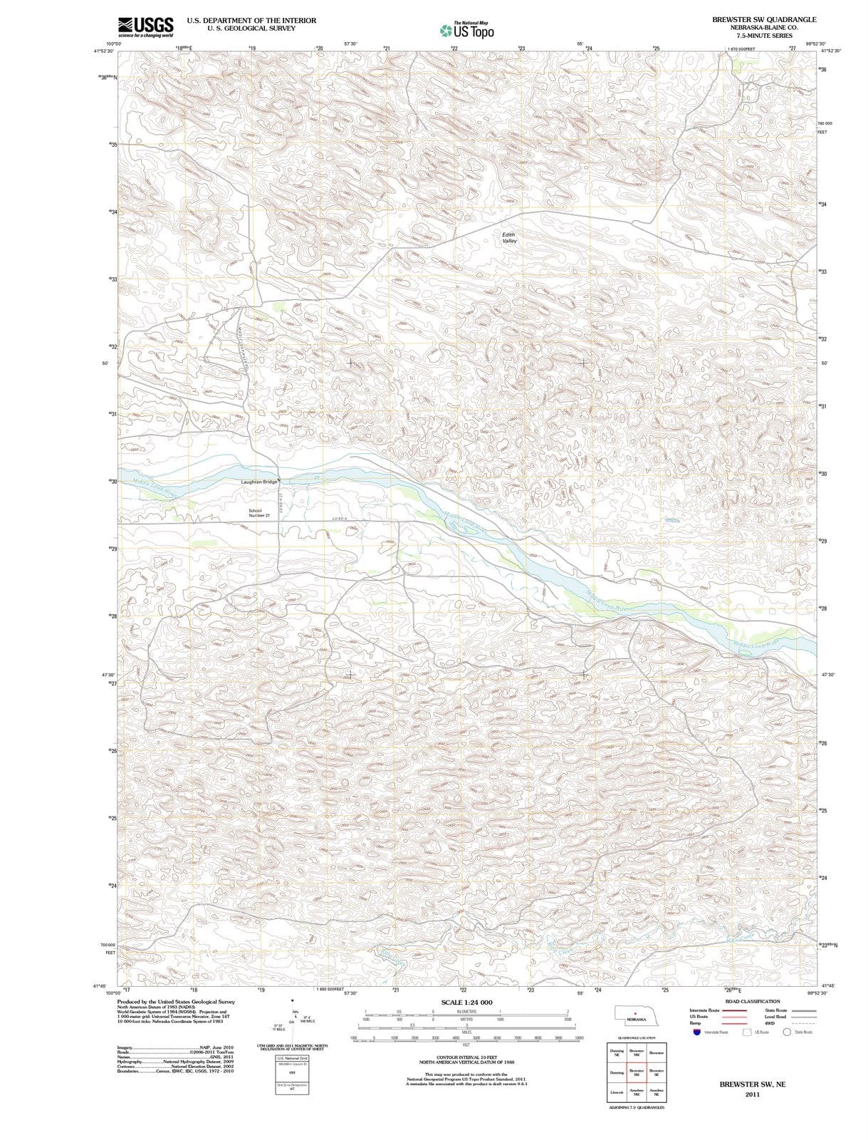2011 Brewster, NE - Nebraska - USGS Topographic Map v4