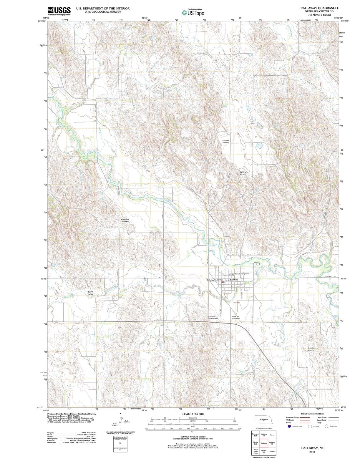 2011 Callaway, NE - Nebraska - USGS Topographic Map