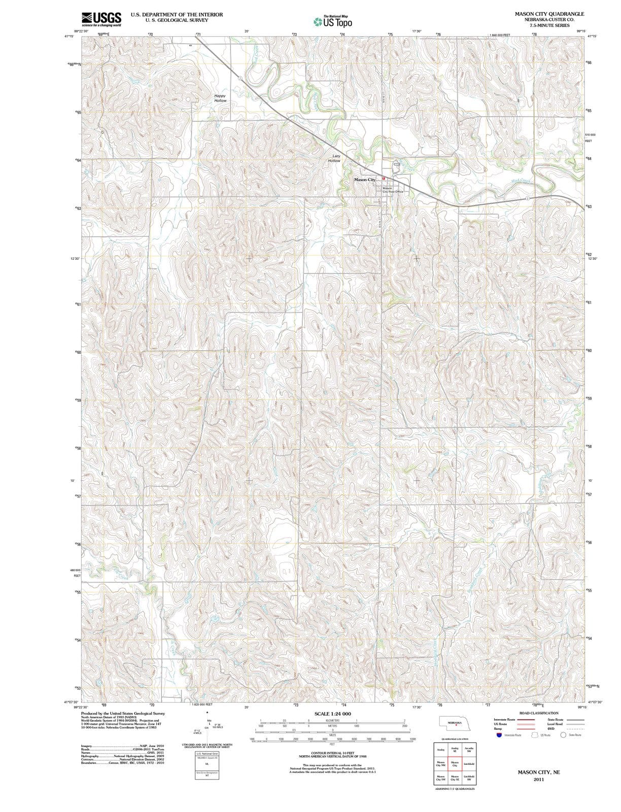 2011 Mason City, NE - Nebraska - USGS Topographic Map