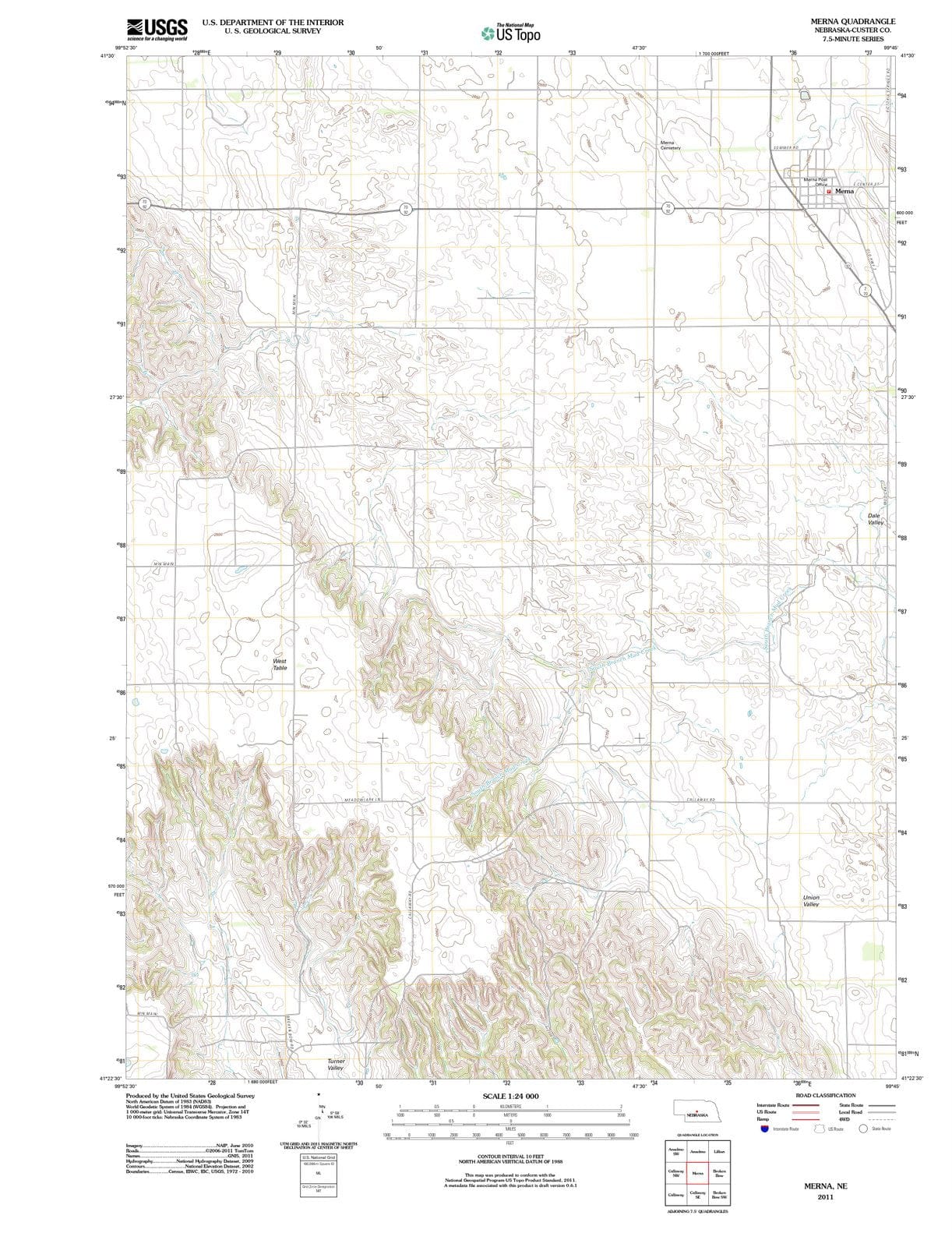 2011 Merna, NE - Nebraska - USGS Topographic Map