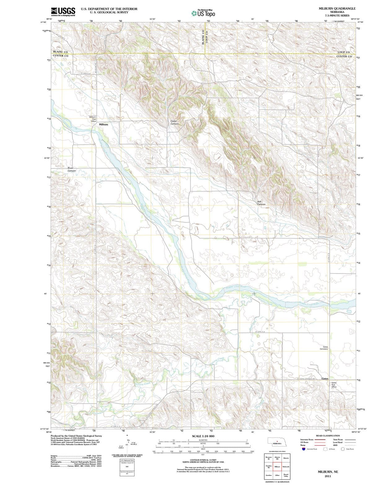 2011 Milburn, NE - Nebraska - USGS Topographic Map