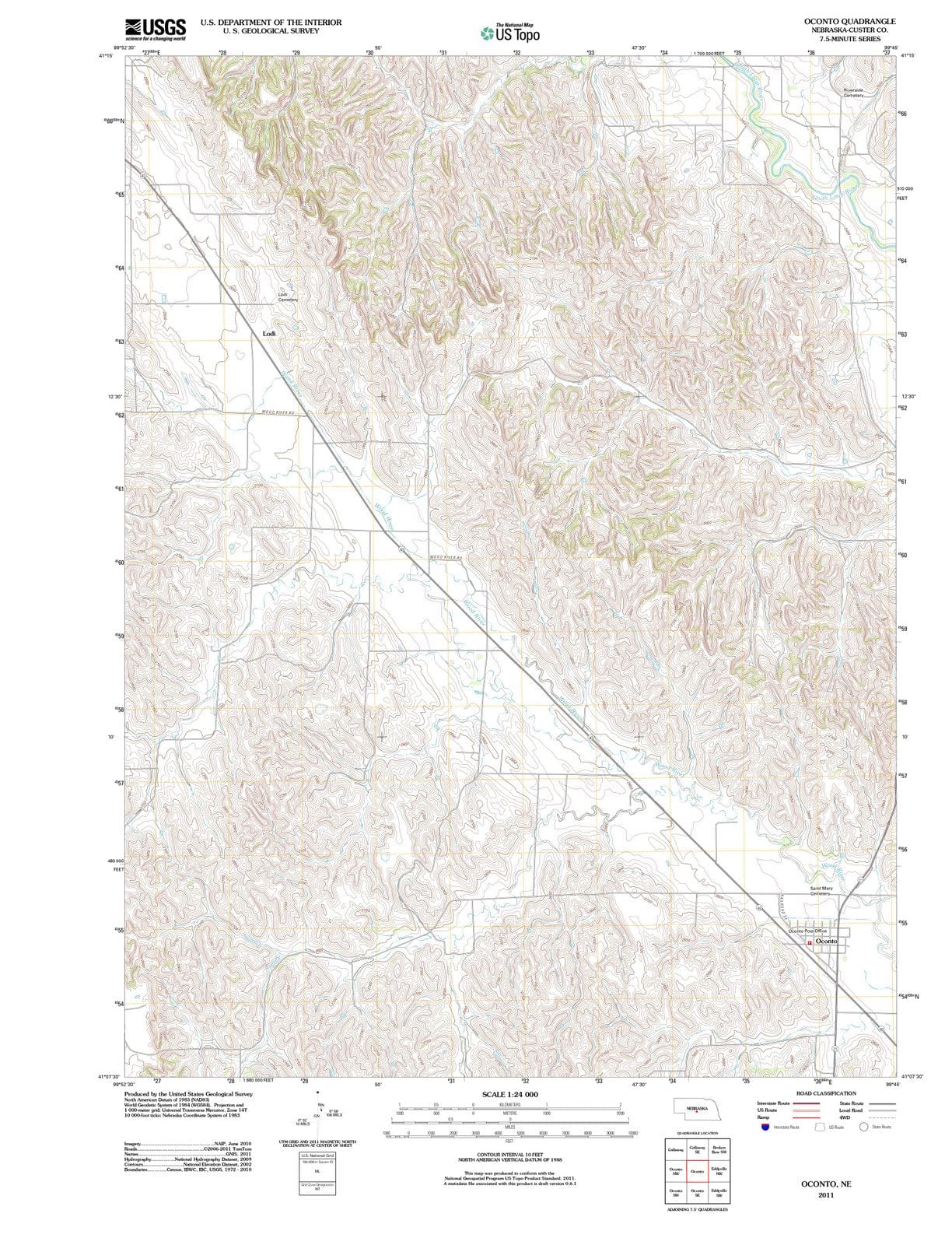 2011 Oconto, NE - Nebraska - USGS Topographic Map