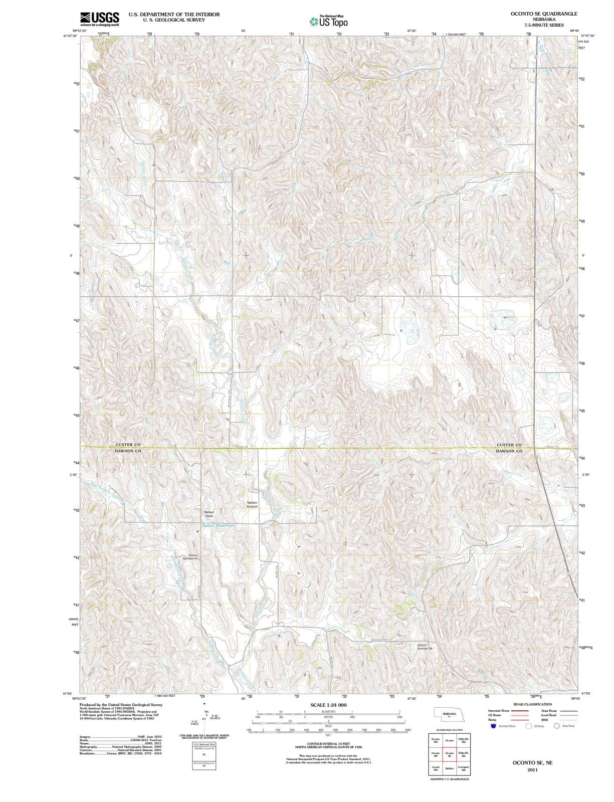 2011 Oconto, NE - Nebraska - USGS Topographic Map v3