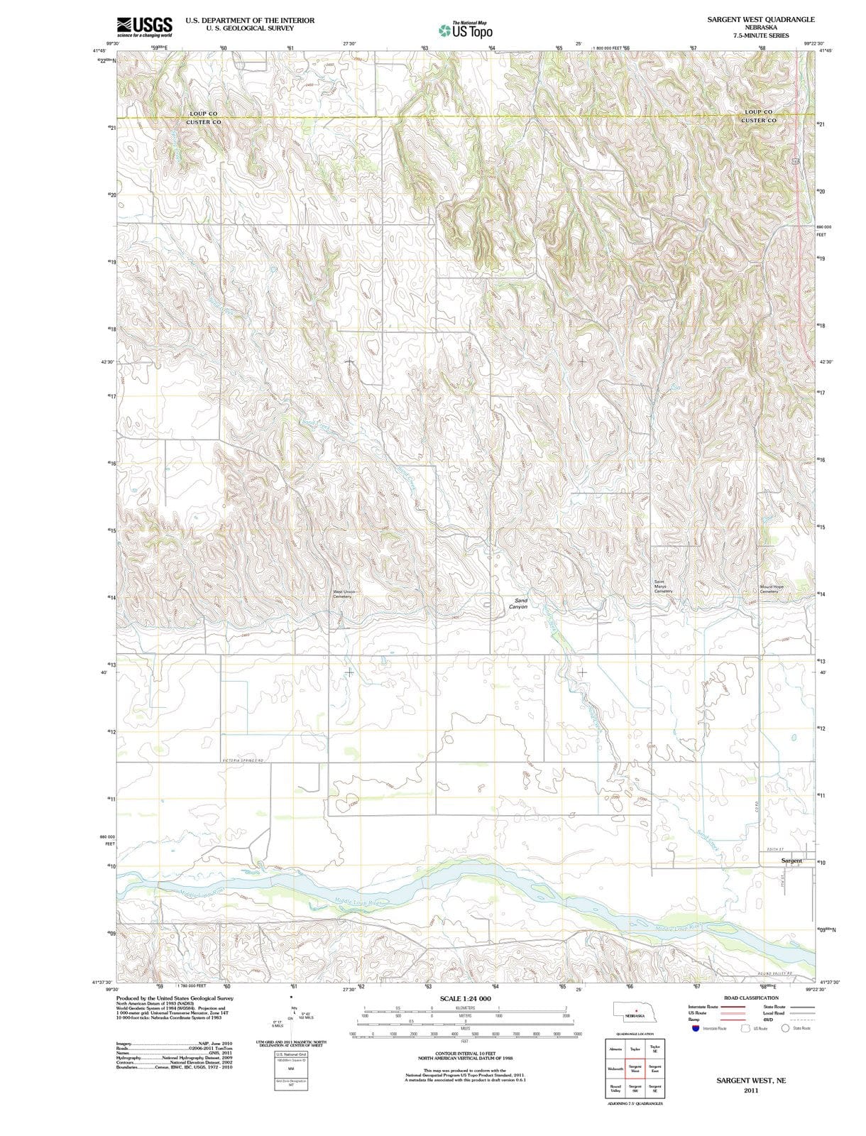 2011 Sargent West, NE - Nebraska - USGS Topographic Map