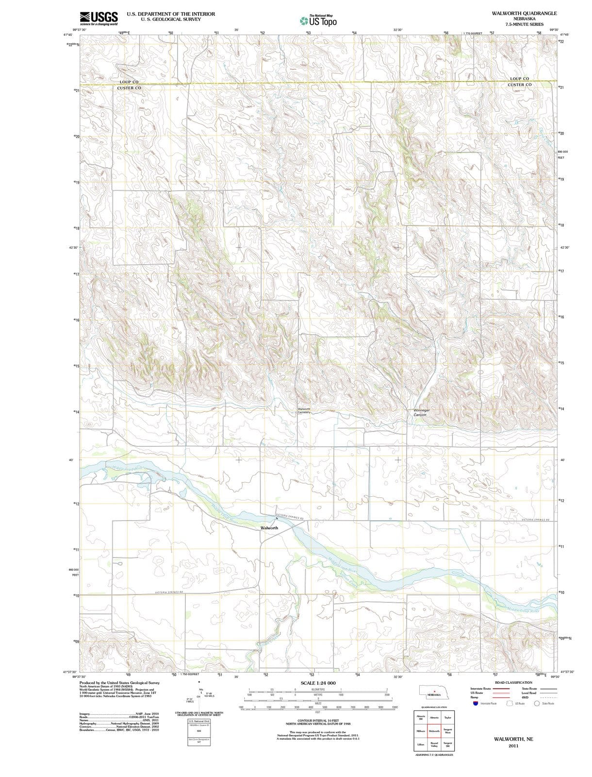 2011 Walworth, NE - Nebraska - USGS Topographic Map