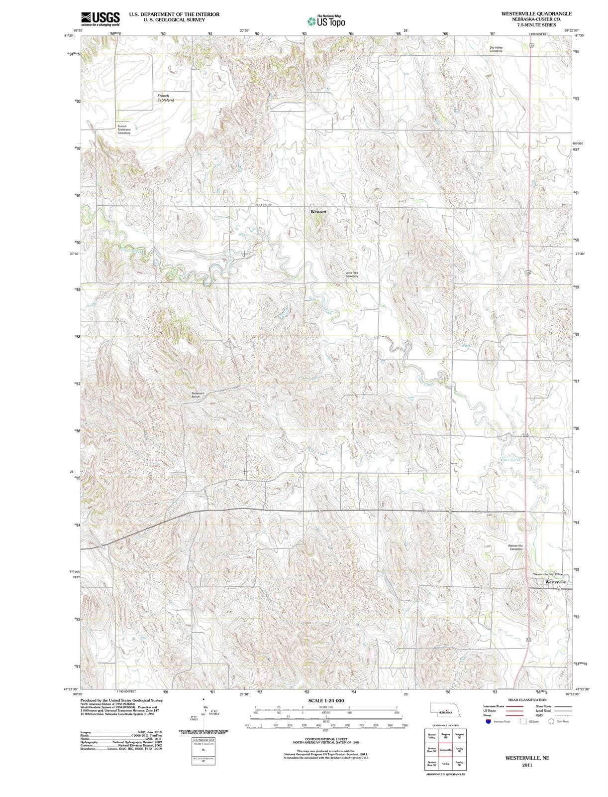 2011 Westerville, NE - Nebraska - USGS Topographic Map