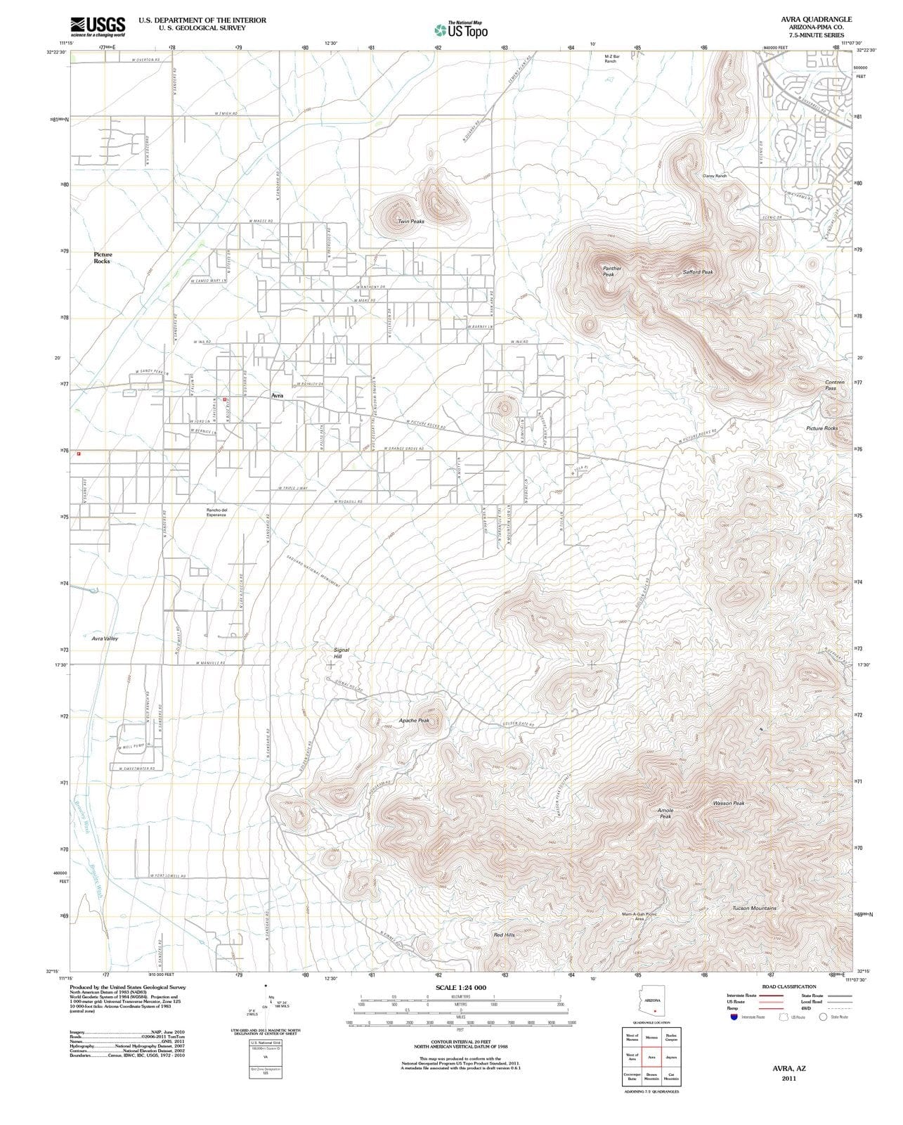 2011 Avra, AZ - Arizona - USGS Topographic Map