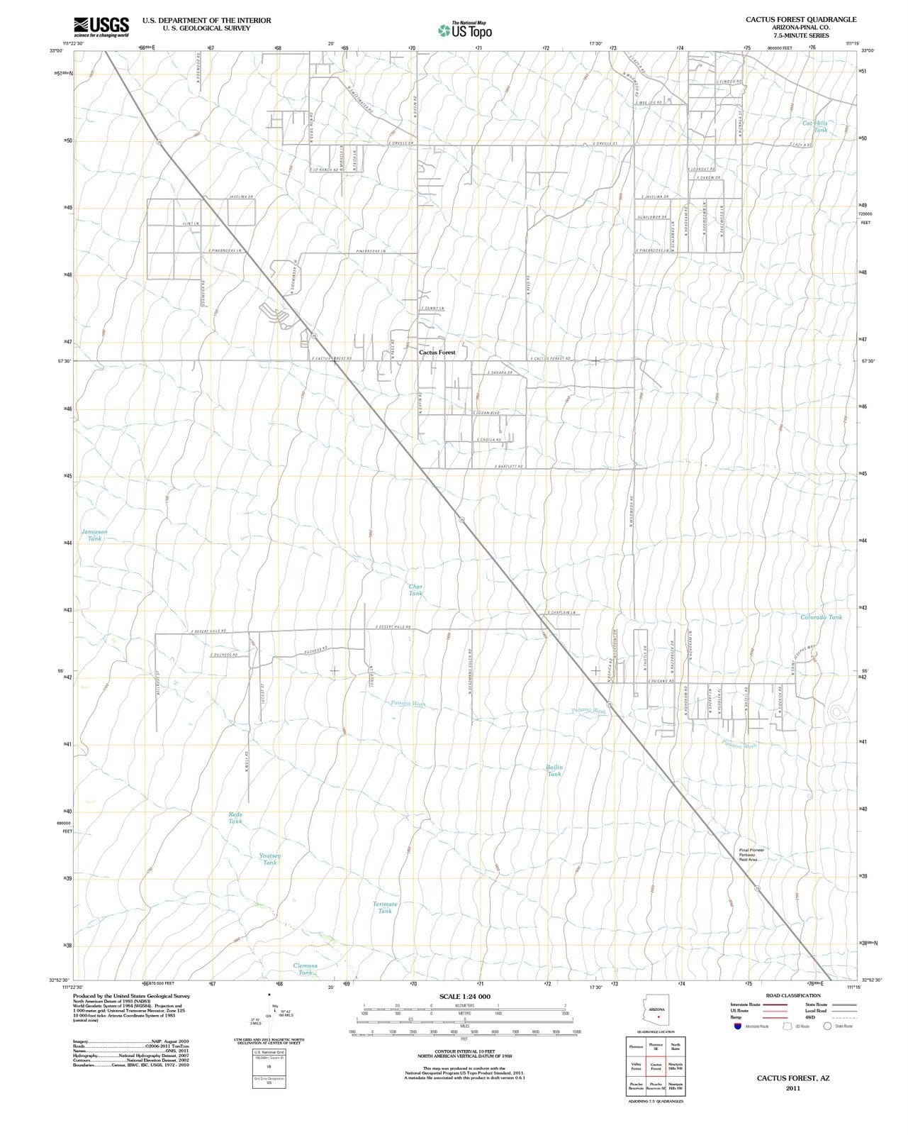 2011 Cactus Forest, AZ - Arizona - USGS Topographic Map