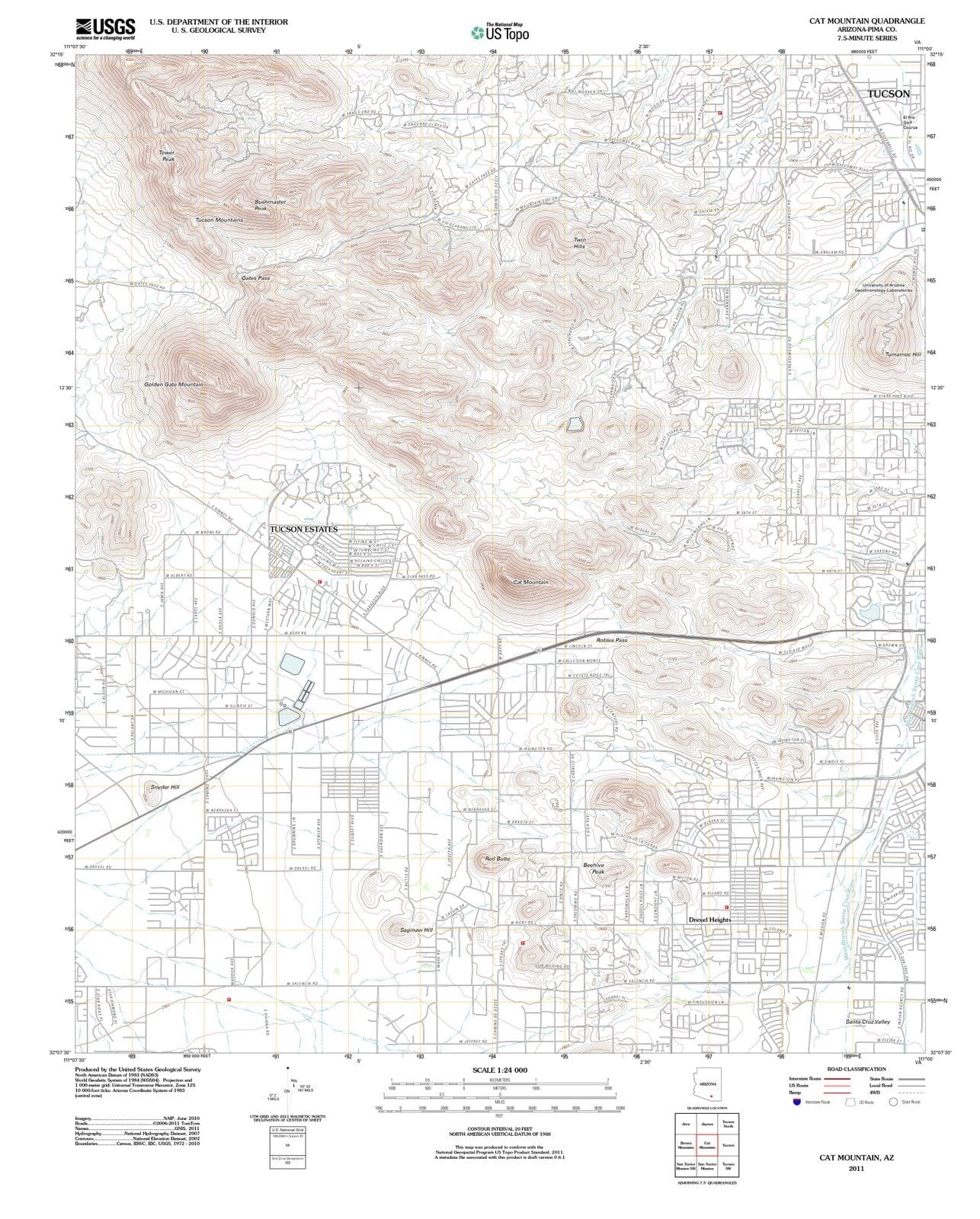 2011 Cat Mountain, AZ - Arizona - USGS Topographic Map