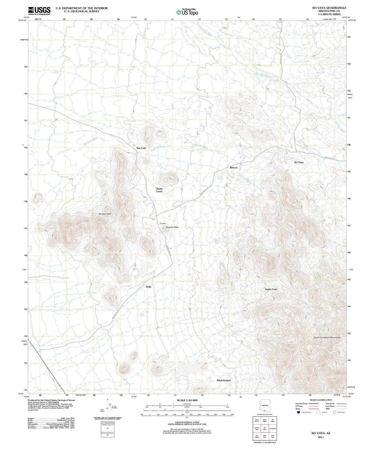2011 Ko Vaya, AZ - Arizona - USGS Topographic Map
