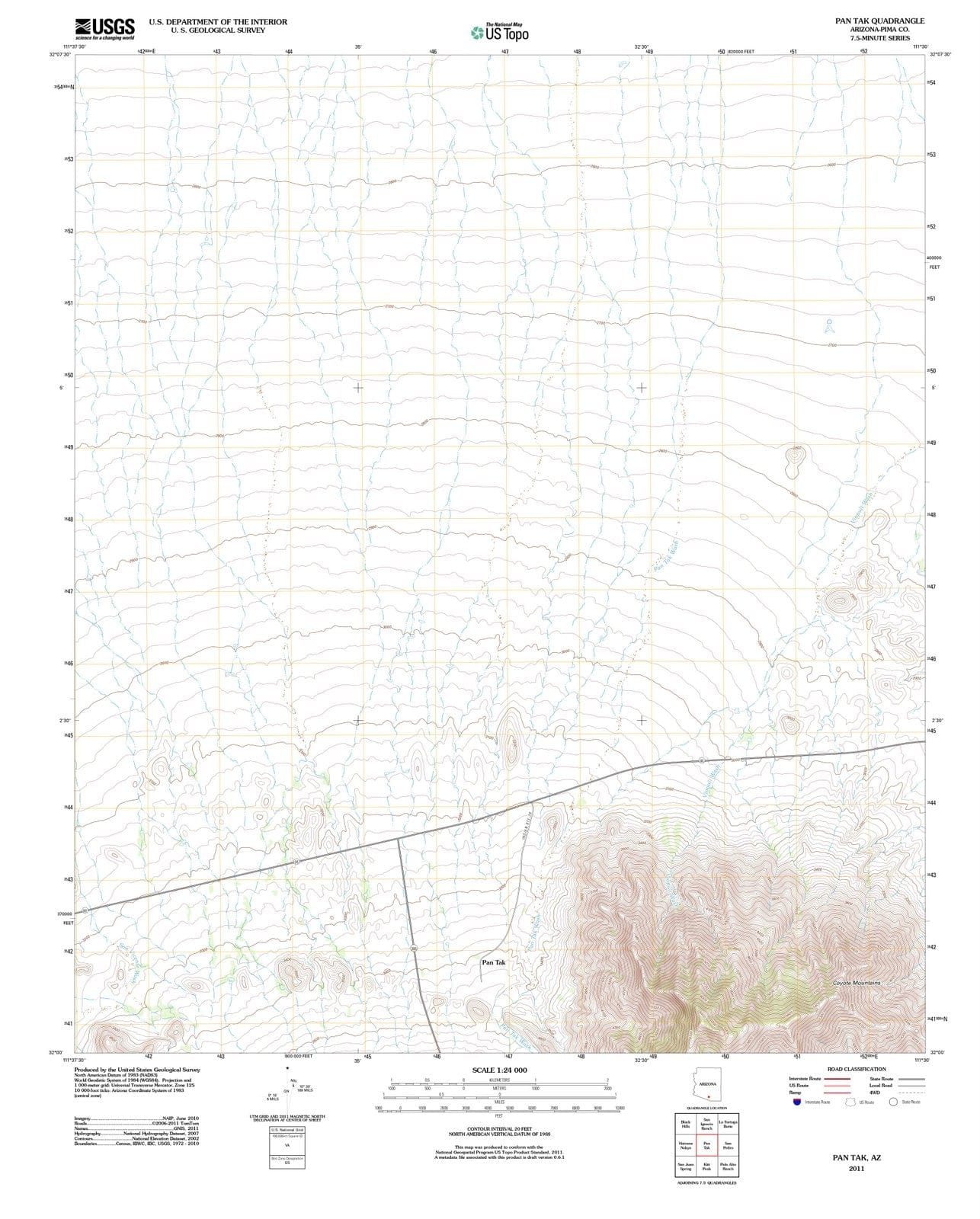 2011 Pan Tak, AZ - Arizona - USGS Topographic Map