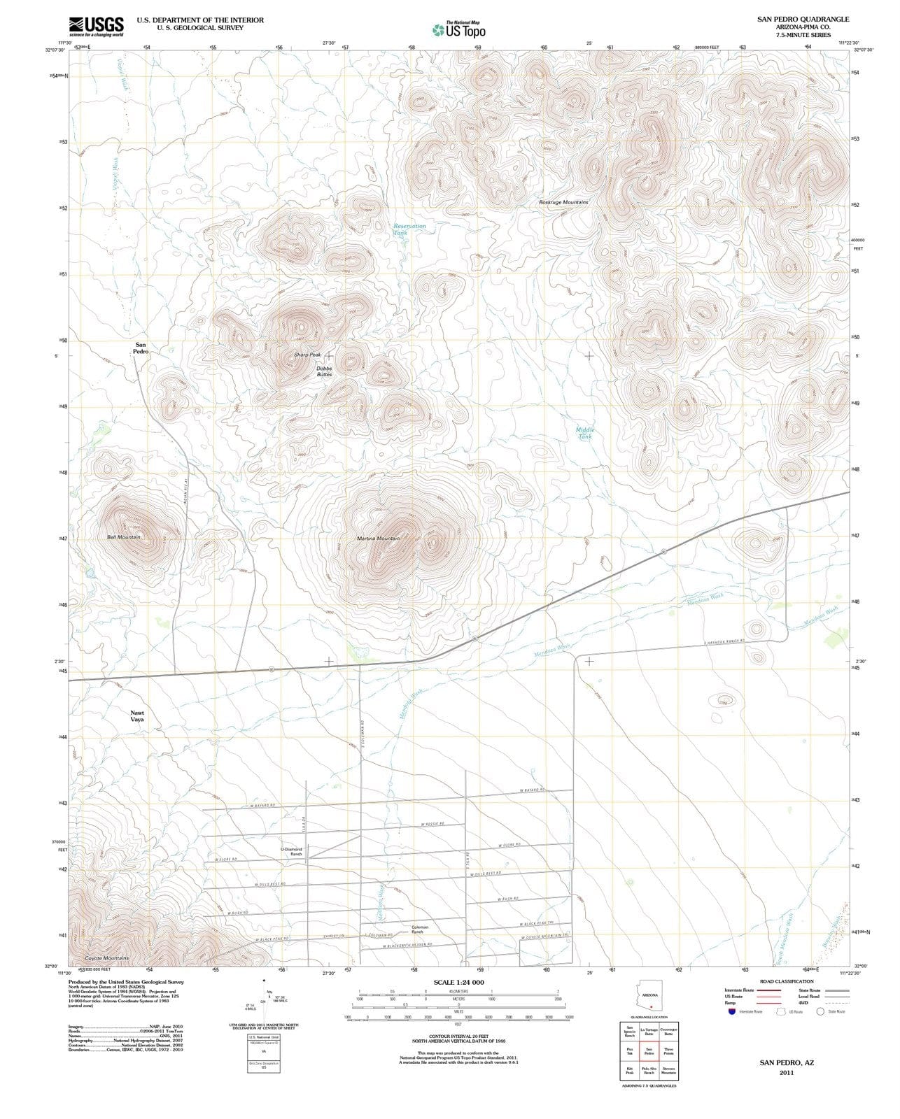 2011 San Pedro, AZ - Arizona - USGS Topographic Map