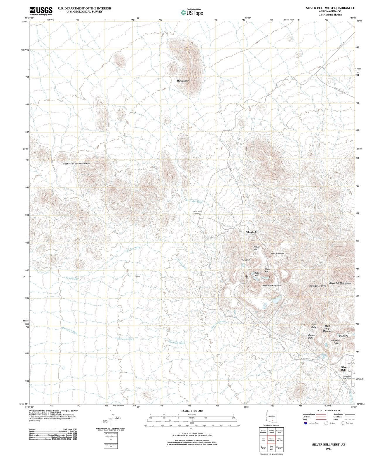 2011 Silver Bell West, AZ - Arizona - USGS Topographic Map