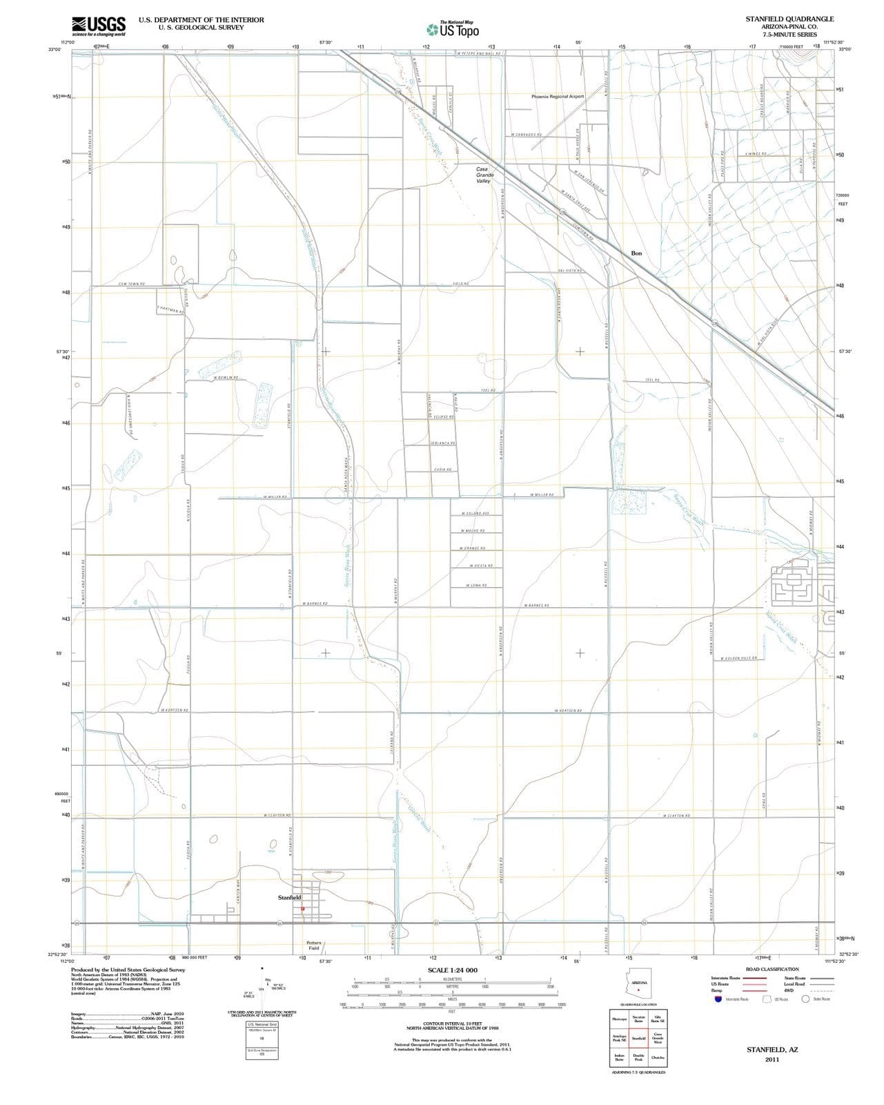 2011 Stanfield, AZ - Arizona - USGS Topographic Map
