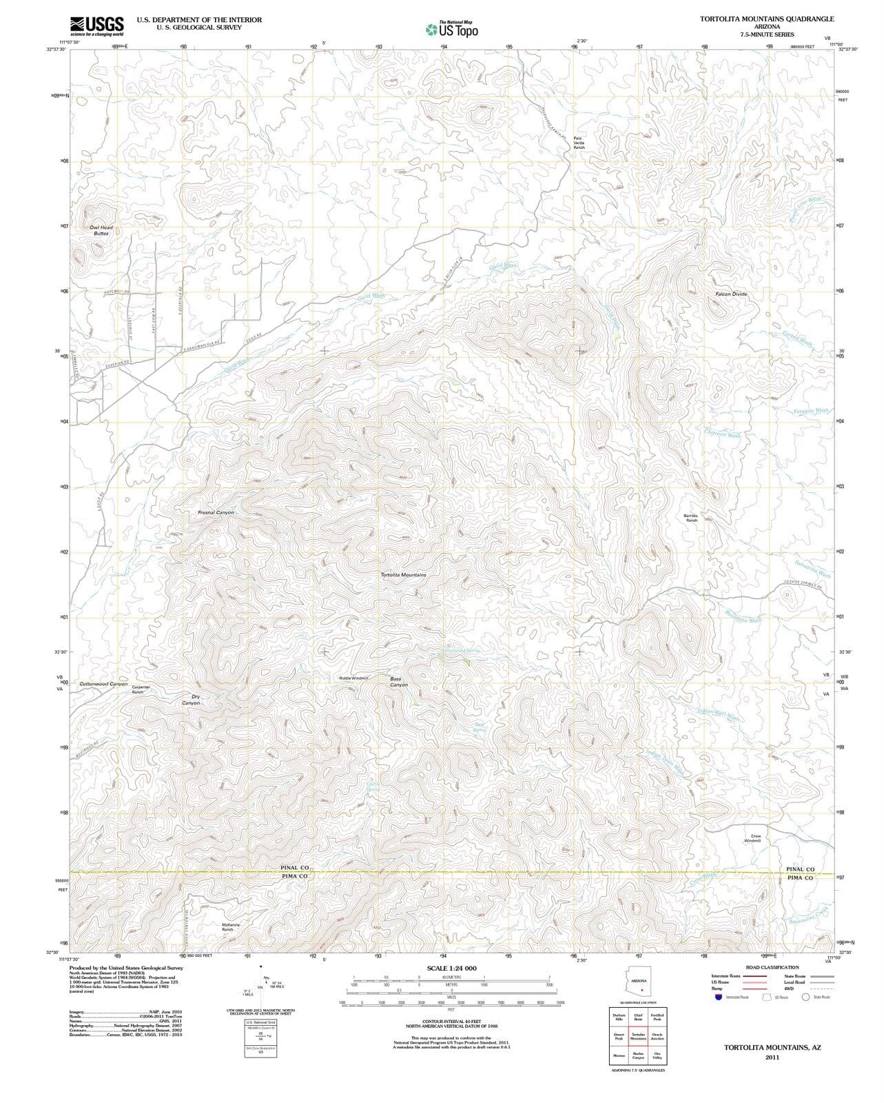 2011 Tortolita Mountains, AZ - Arizona - USGS Topographic Map