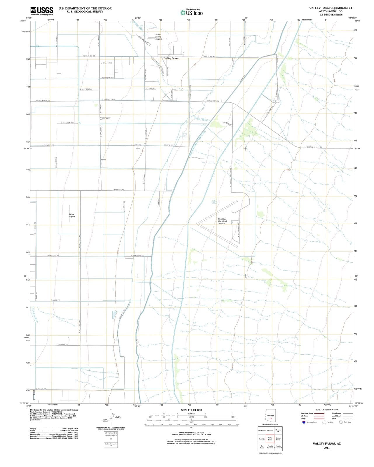 2011 Valley Farms, AZ - Arizona - USGS Topographic Map