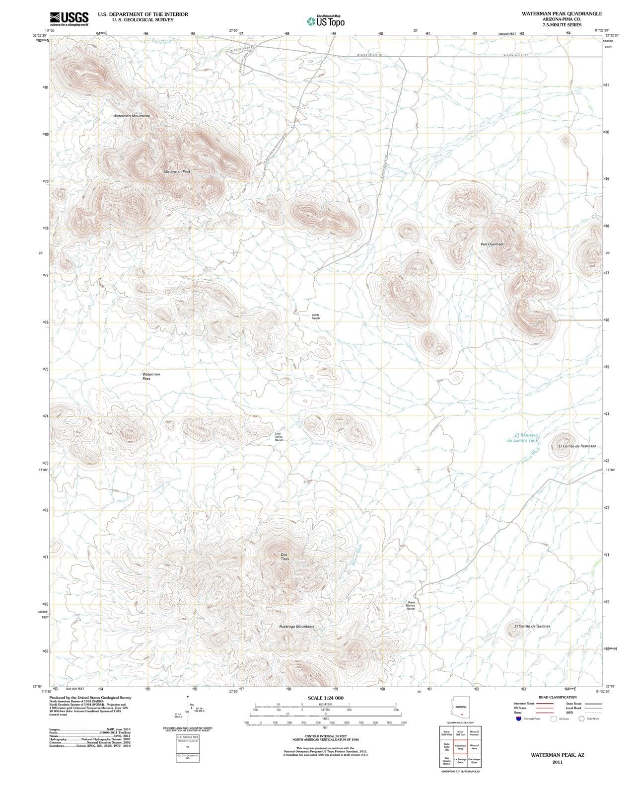2011 Waterman Peak, AZ - Arizona - USGS Topographic Map