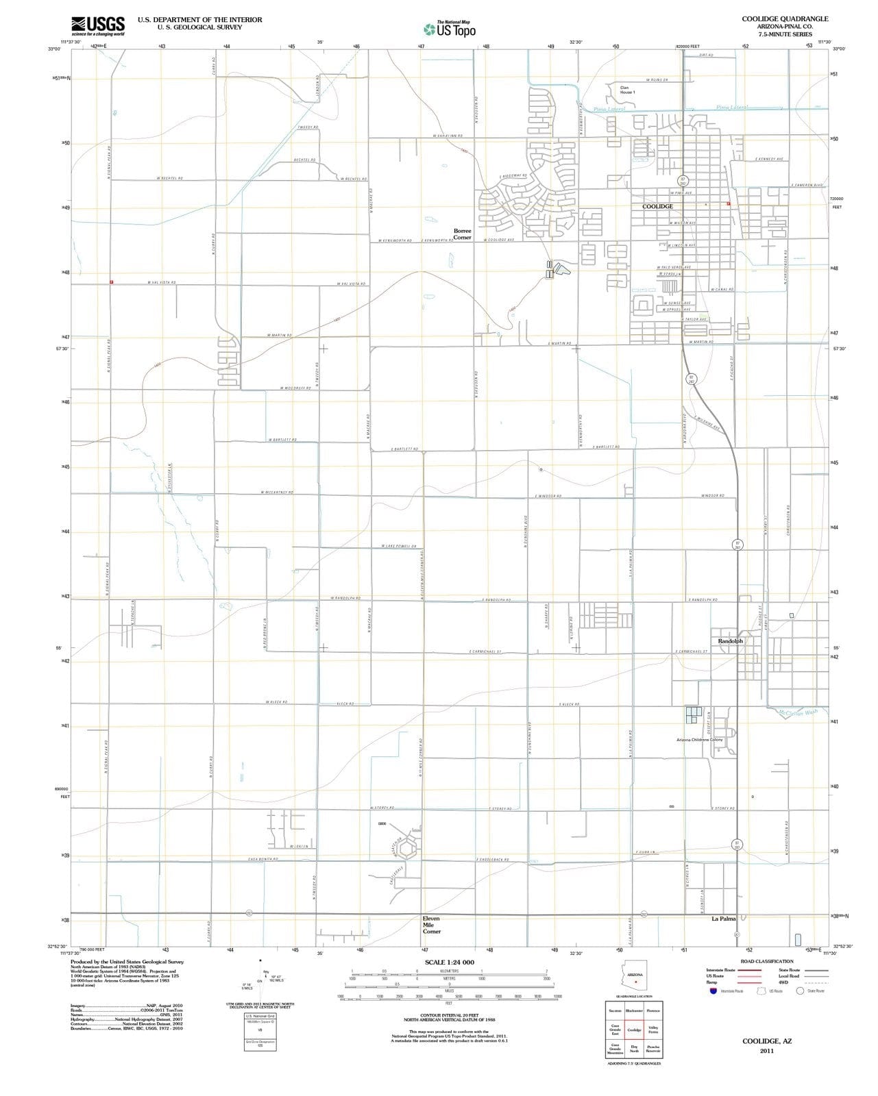 2011 Coolidge, AZ - Arizona - USGS Topographic Map