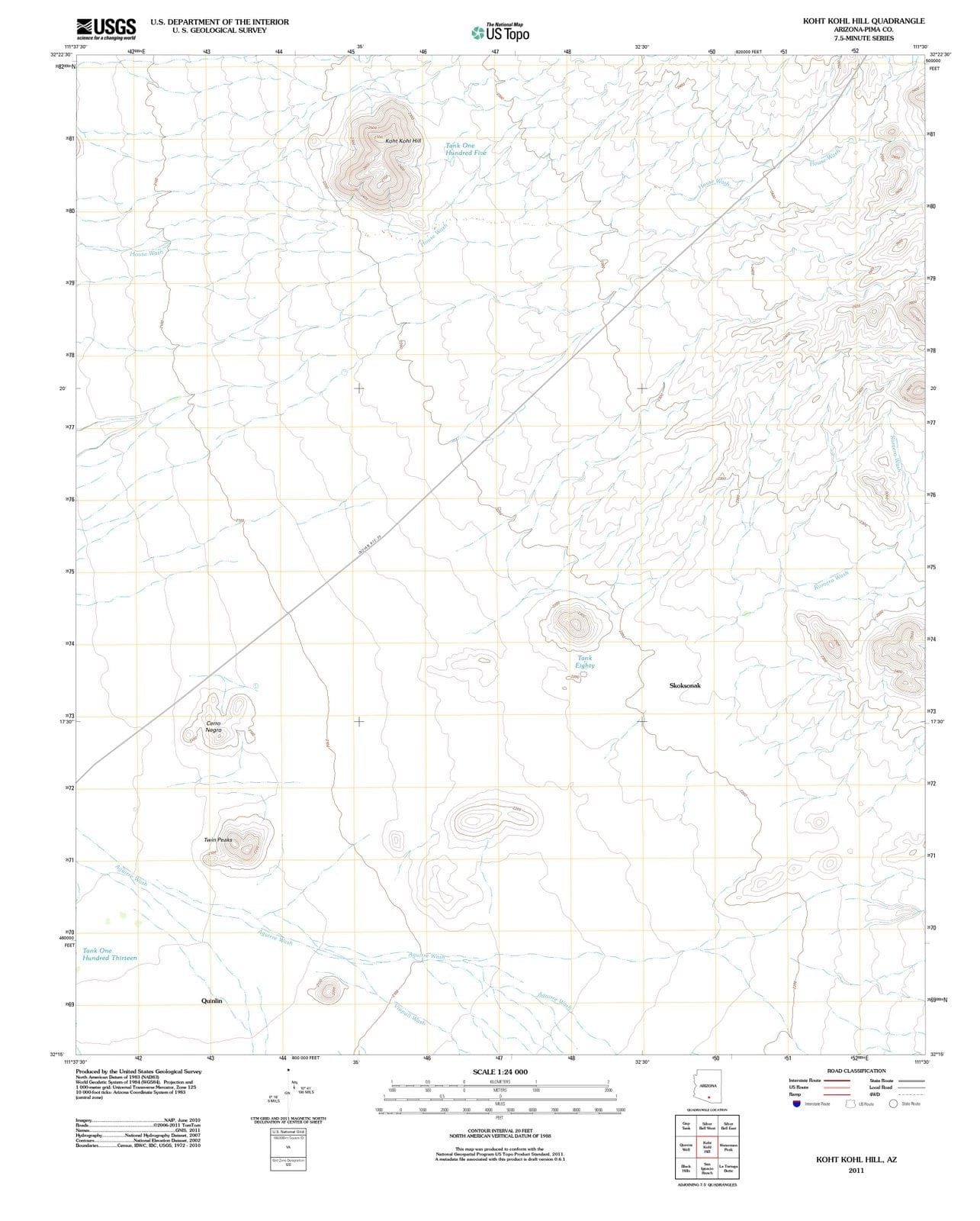 2011 Koht Kohl Hill, AZ - Arizona - USGS Topographic Map