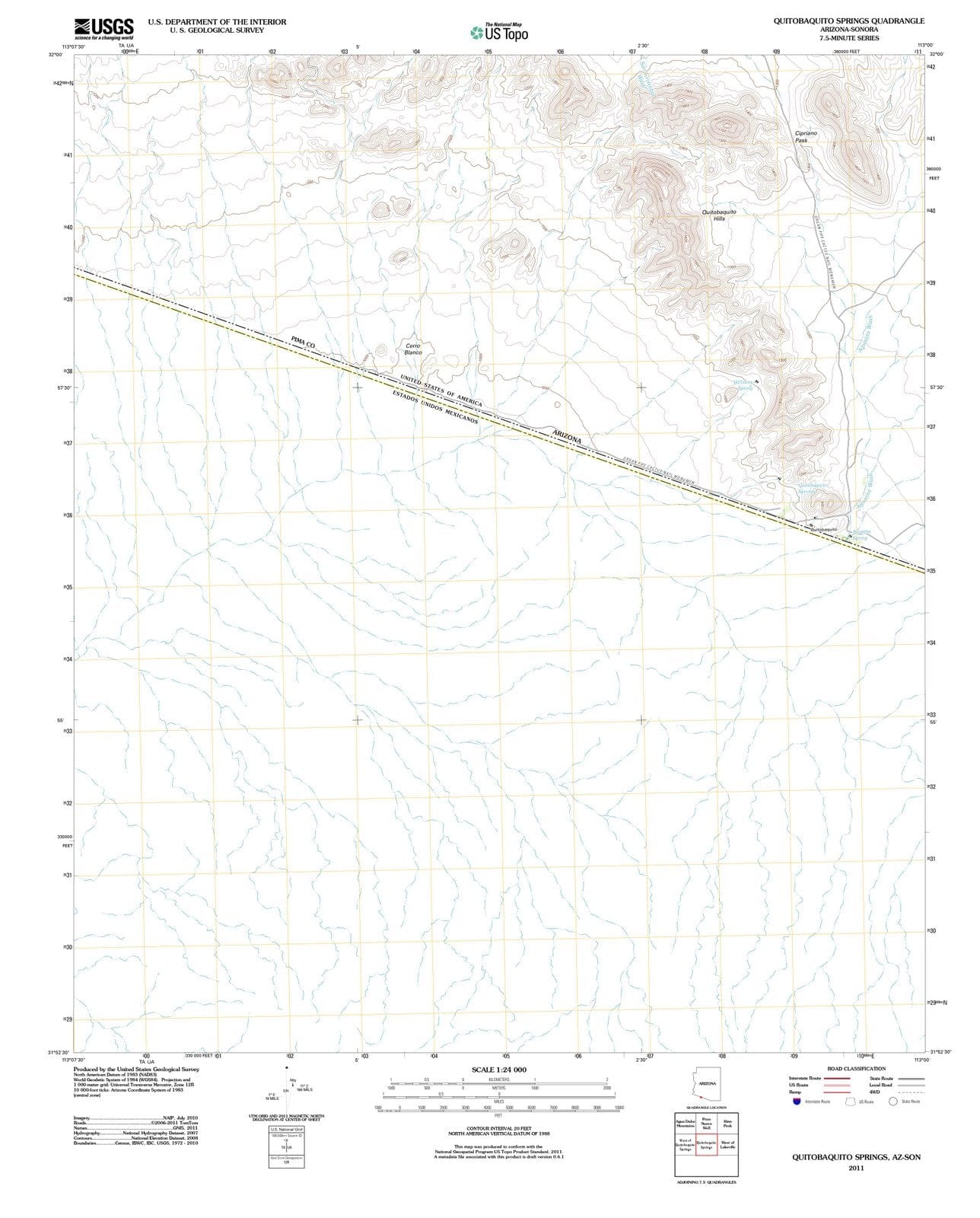 2011 Quitobaquito Springs, AZ - Arizona - USGS Topographic Map
