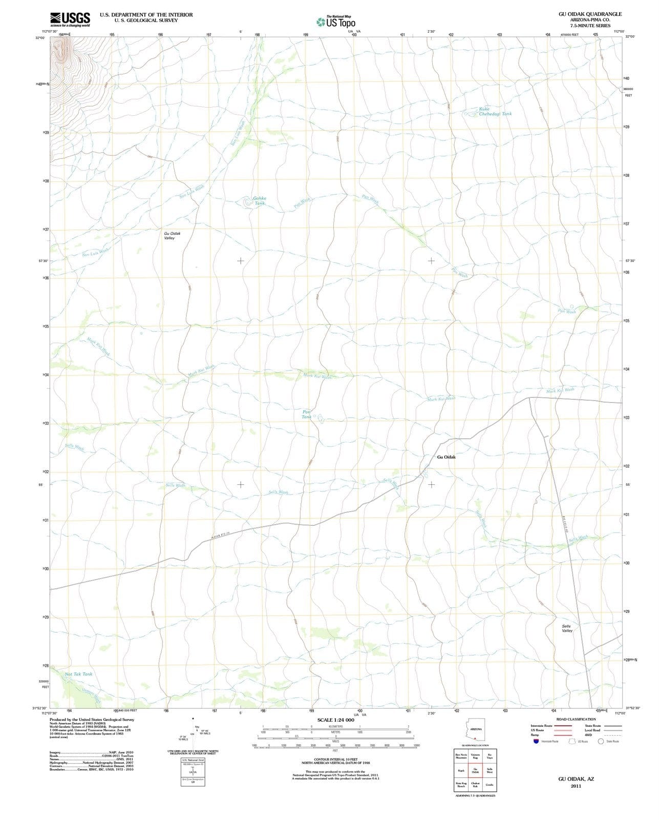 2011 Gu Oidak, AZ - Arizona - USGS Topographic Map