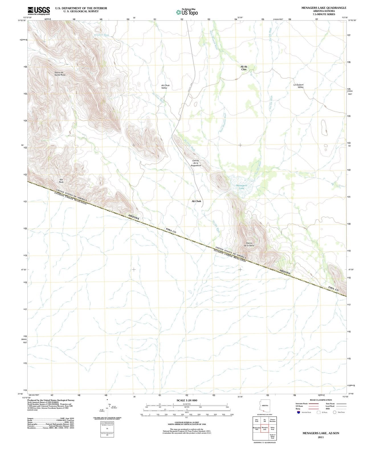 2011 Menagers Lake, AZ - Arizona - USGS Topographic Map