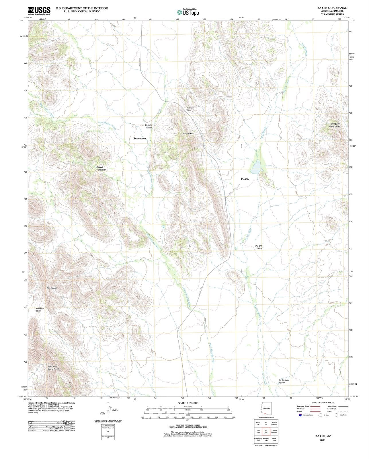 2011 Pia Oik, AZ - Arizona - USGS Topographic Map