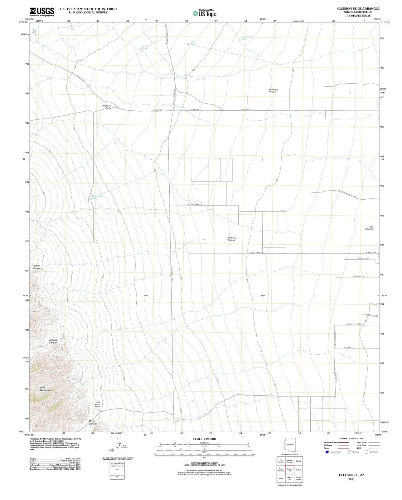 2011 Gleeson, AZ - Arizona - USGS Topographic Map