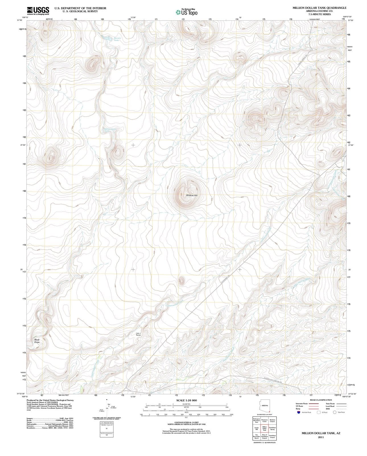 2011 Millionollar Tank, AZ - Arizona - USGS Topographic Map