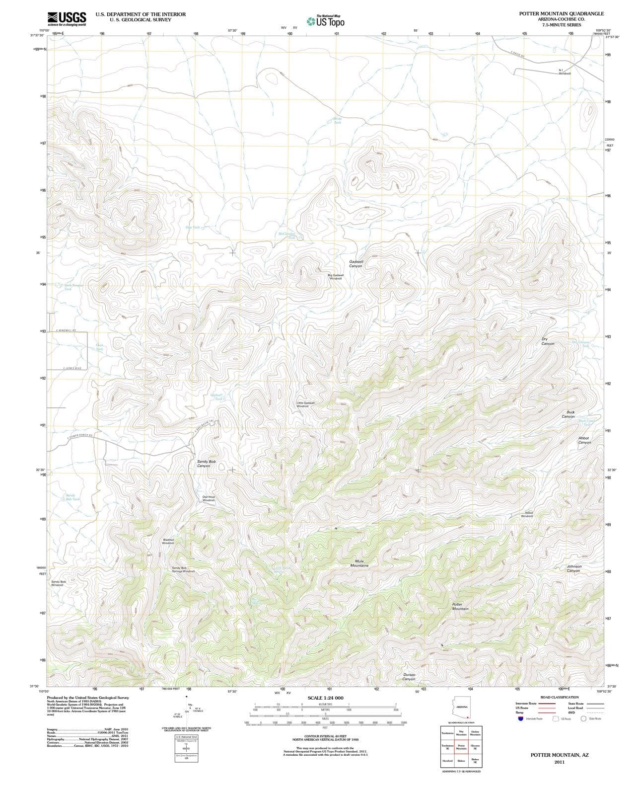 2011 Potter Mountain, AZ - Arizona - USGS Topographic Map