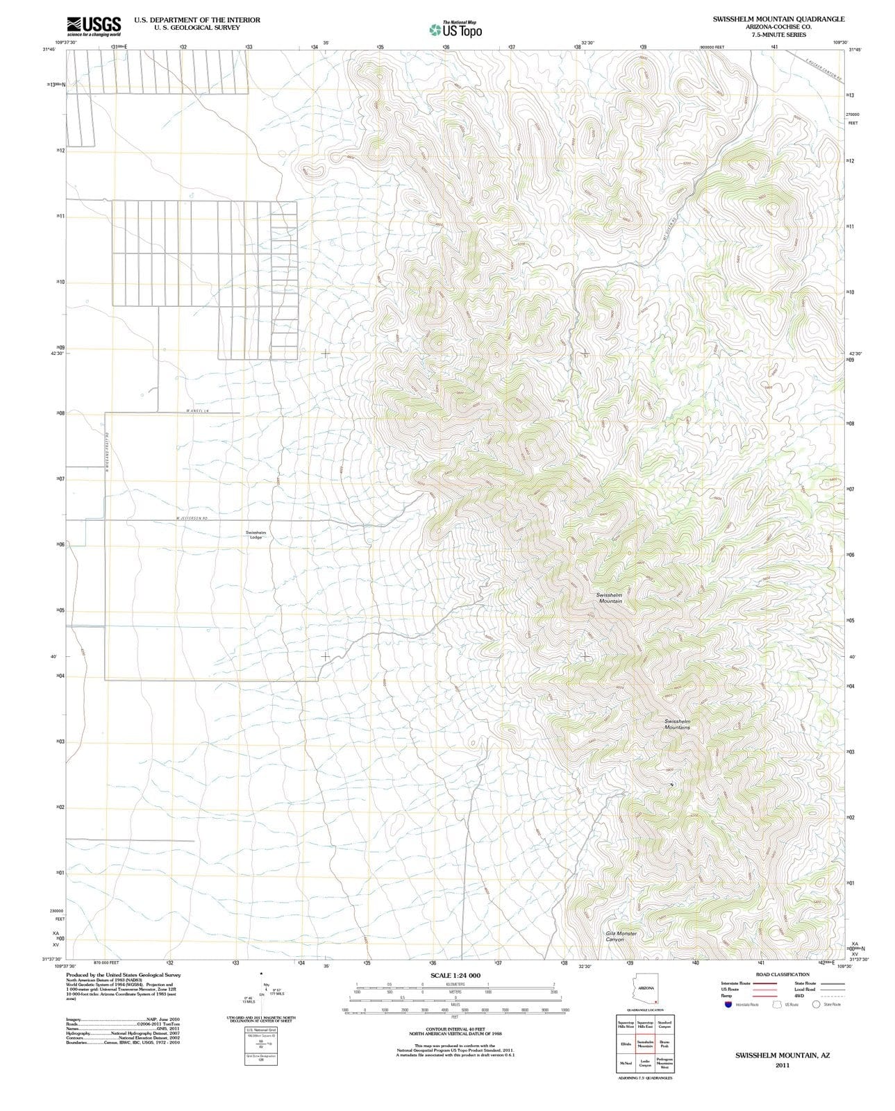 2011 Swisshelm Mountain, AZ - Arizona - USGS Topographic Map