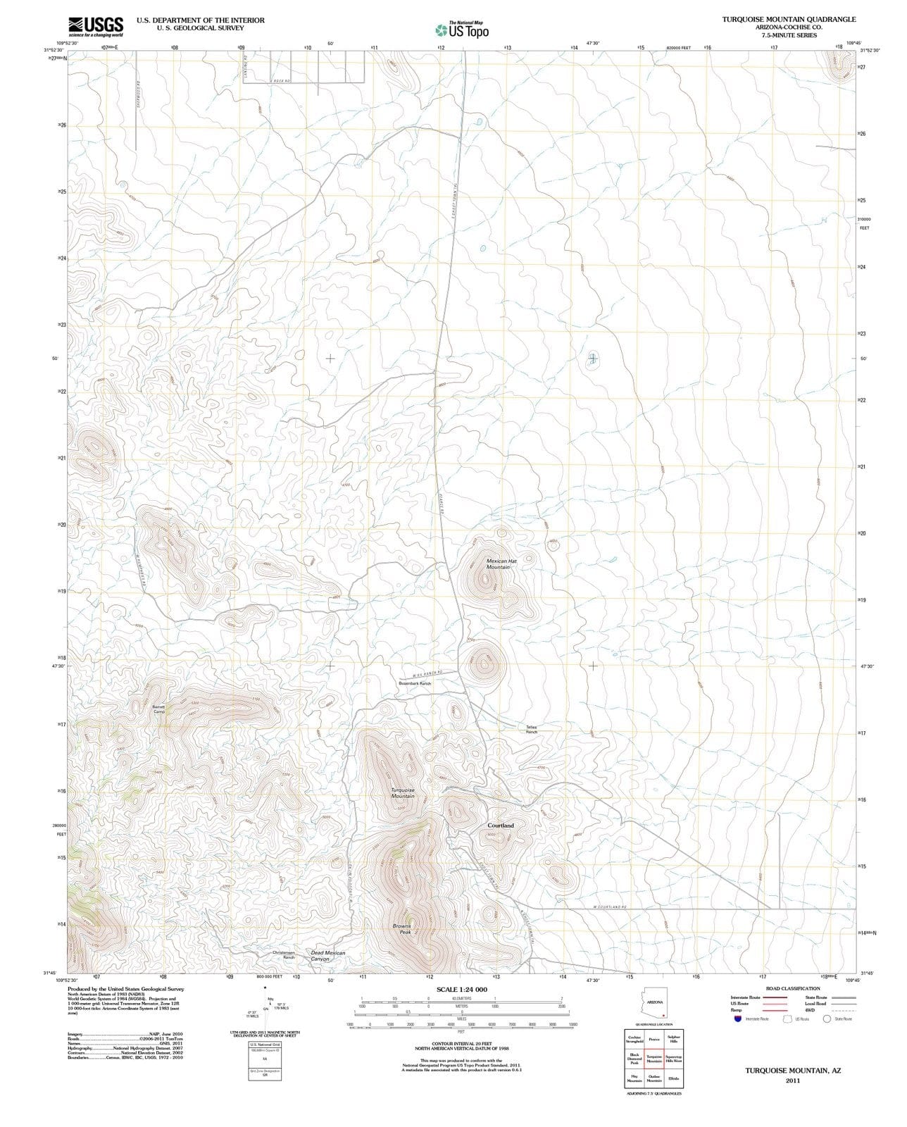 2011 Turquoise Mountain, AZ - Arizona - USGS Topographic Map