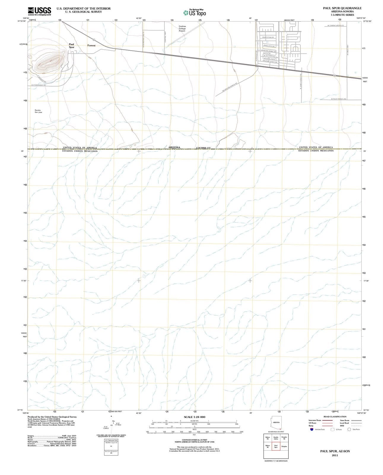 2011 Paul Spur, AZ - Arizona - USGS Topographic Map