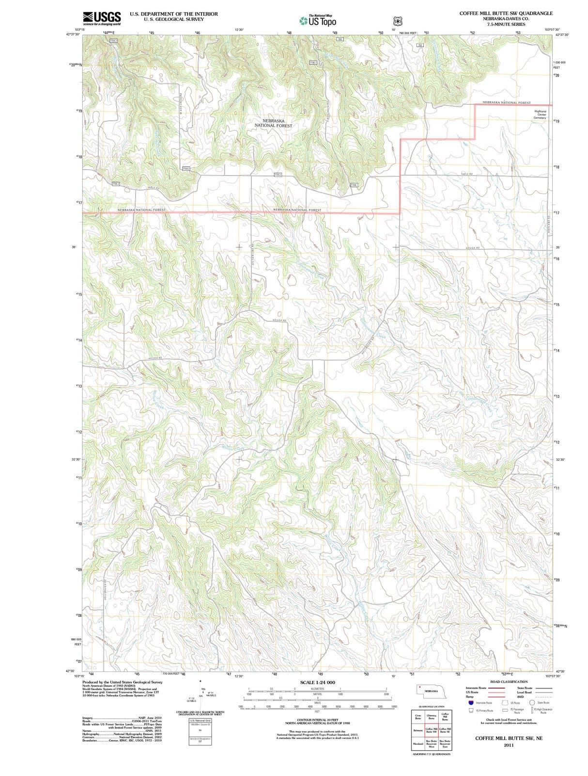 2011 Coffee Mill Butte, NE - Nebraska - USGS Topographic Map v3