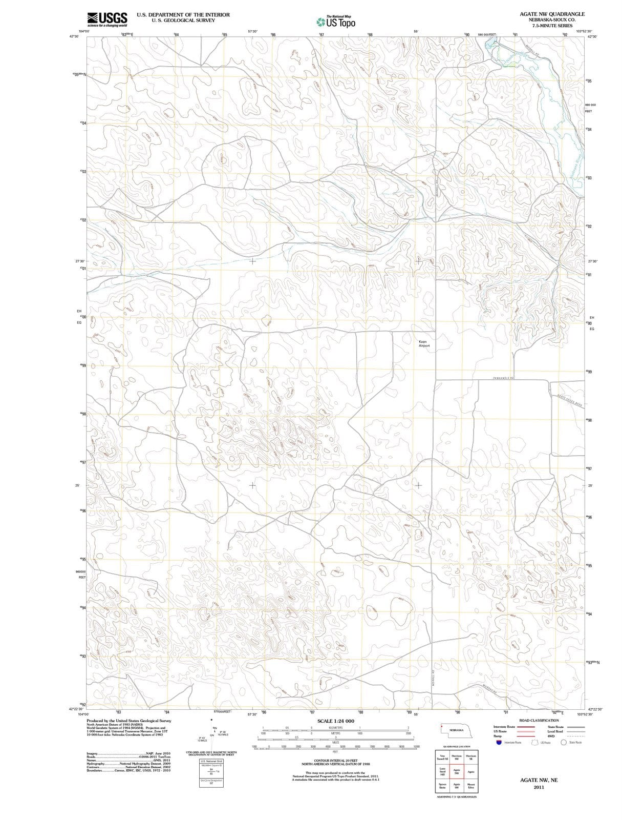 2011 Agate, NE - Nebraska - USGS Topographic Map v2