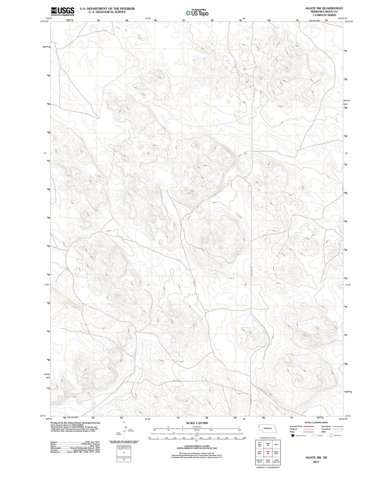 2011 Agate, NE - Nebraska - USGS Topographic Map v3