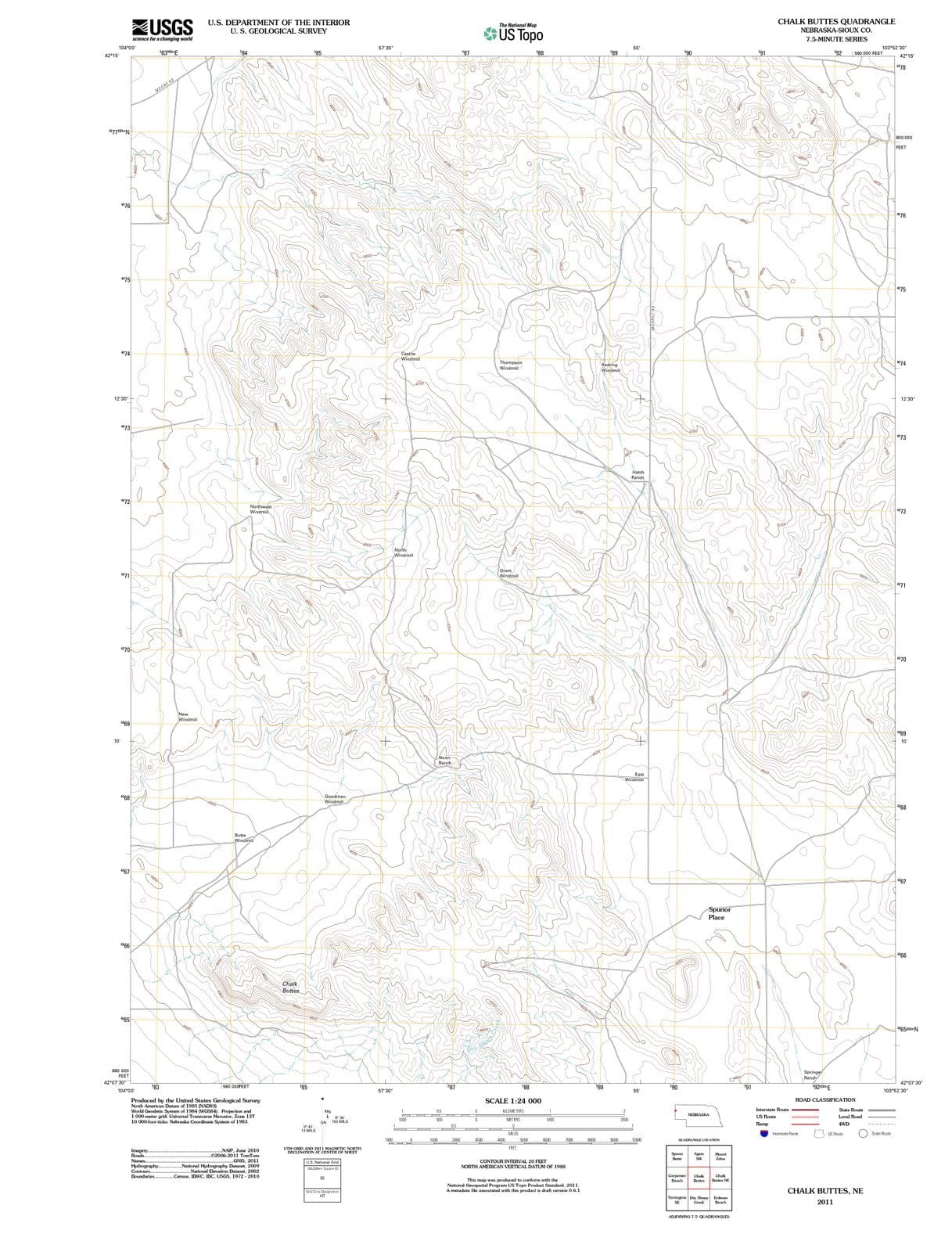 2011 Chalk Buttes, NE - Nebraska - USGS Topographic Map